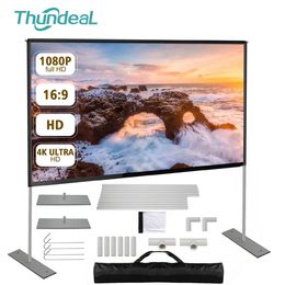 Projection Screens 100 120 inch Portable Projector Screen with Stand 100inch Movie Video Projection Screen Fabric 120 inch 2K 4K HD Outdoor Curtain 231206