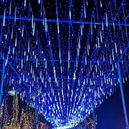 Strings Christmas Decorations Vibrant Outdoor Meteor Shower Rain Lights 8pcs High Brightness Energy-saving Icicles For Waterproof