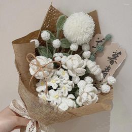 Wedding Flowers Green Jasmine Artificial Fabric Needlework Bridesmaid Bouquet Mariage Knitted Flower Hand Woven For Lovers