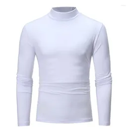 Men's T Shirts 2023 Long Sleeved T-shirt Youth Loose Large Low Neck Pullover Solid Colour Versatile Fleece Bottom Shirt