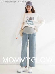 Maternity Bottoms Loose Maternity Jeans Pregnancy Clothes Denim Maternal Pants Pregnancy and Maternity Clothing Cropped Pants Q231207