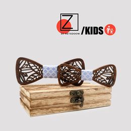 Neck Ties Arrival Fashionable Men Kids Children Wedding Handmade Wood Bow Tie With Packaging Box 231206