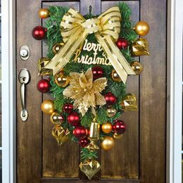 Christmas Decorations Christmas Red Wreath Front Door Hanging Artificial Pine Needle Snow Garands Window Outdoor Year Navidad Home Decoration 231207