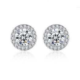 Classic 925 Sterling Silver Earrings Jewellery Sparkling Diamond Moissanite Stud for Women