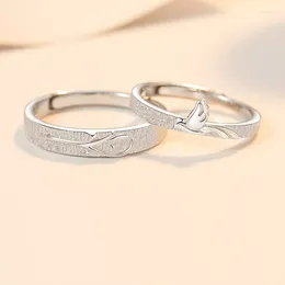 Cluster Rings Silver Colour Personality Frosted Bird Blue Eucalyptus Fashion Couple Opening Ring Valentine's Day Jewellery Gift J513