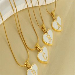 Pendant Necklaces Stainless Steel Necklace Sweet Romantic Style Fashion Temperament Heart White Shell English Letter Girls Clavicle Chain