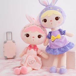 53CM Soft Metoo Plush Bunny Girls Doll Stuffed Animal Kids Toys for Girl Children Birthday Christmas Gift Lolita Style Girls Plushies Pink Purple Blue Rainbow