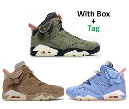 Best Quality Basketball Shoes TS Olive Army Green British Khaki Blue Cactus Jack Suede TS Glow In Dark 3M Reflective Men Sports Sneakers