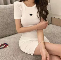 New Woman Clothing Casual Dresses Short Sleeve Summer Womens Dress Camisole Skirt Outwear Slim Style With Budge Designer Lady Sexy Dresses