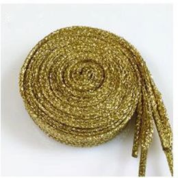 Shoe Parts Accessories 1Pair Shiny Glitter Gold Shoelaces 110 cm Sneaker Sport Shoes Laces Bootlaces Shoe laces Strings 231207