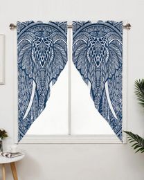 Curtain Mandala Elephant Blue Bohemian Window Treatments Curtains For Living Room Bedroom Home Decor Triangular