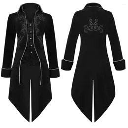 Men's Trench Coats 2024 Steampunk Women Men Mediaeval Dress Costume Velet Stand Collar Tailcoat Gothic Vampire Cosplay Jacket S-3XL