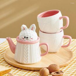 Coffee Pots Cartoon Sweater Embossed Ceramic Mug Teapot Set Japanese Style Cute Baby Creative Underglaze Colour Drinkware Friend Gift