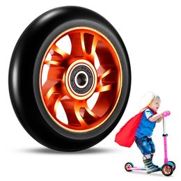 Skate Accessories Scooter Wheels 100mm With Aluminium Alloy Hub Spacer Bush High-Elastic Alloy PU Bearings Skates Wheels Kick Scooter Accessories 231206