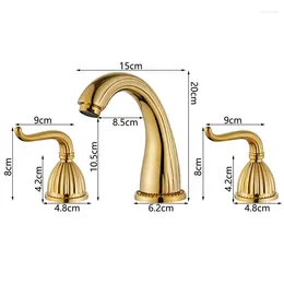 Bathroom Sink Faucets Gold Retro Style Washbasin And Cold Faucet Three Piece Set