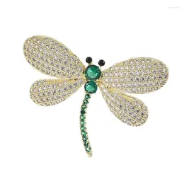 Brooches Fashion Elegant And High Grade Emerald Insect Brooch Tide Exquisite Versatile Smart Dragonfly Clothing Pin Anti Slip