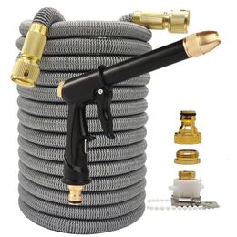 Garden Hoses Flexible Grey High Pressure Magic Garden Watering Hose Expandable 2.5-30 Metres for Farm Irrigation Wash Car House Pipe Reel Gun 231206