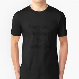 Men's T Shirts Today'S Goal : Becoming The Firefighter T-Shirts Pure Cotton O-Neck Shirt Men Fireman Firemen Firefighters