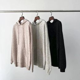 Women's Sweaters Hooded Sweater Dotted Yarn Pure Cashmere Dropped Shoulder Sleeves Basic Knitted