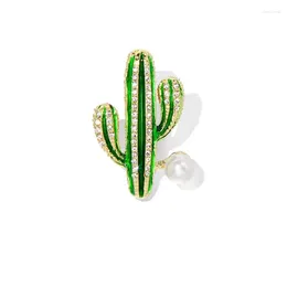 Brooches Small Fragrance Rhinoceros Cactus Inlaid Pearl Painted Brooch Women Spring Fashion Cute Pin Suit Sweater Accessories