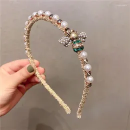 Hair Clips Cute Bee Headband Hoop Pearl Designer Hairbands For Women Girls Crystal Rhinestone Head Band Casual Bridal Accessories