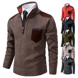 Pullover Men Sweater Cashmere Thick Polo Shirts Korean Half Zipper Cold Blouse Stand Collar Autumn Winter Outerwear Luxury Cloth 231220