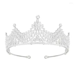 Hair Clips YYSuniee Luxury Bridal Crown Tiara Stylish Chic Oval Cubic Zirconia Silver Plated Brass Metal Headpiece For Wedding Pageant