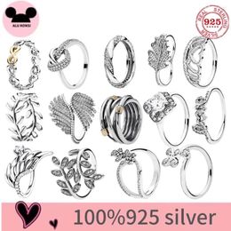 Cluster Rings Fit Original Real 925 Sterling Silver Pan Ring For Women Butterfly Flower Wedding Couple Snowflake Luxury DIY Jewellery