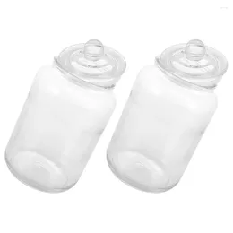 Storage Bottles 2 Pcs Glass Jar Sealing Airtight Kitchen Food Clear Container With Lid Canisters Lids Coffee Bean Tea