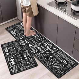 Carpets 1pc Black Colour Letter Print Kitchen Mat Floor Mats Baking Kitchenware Bedroom Antislip Rug Carpet 231207