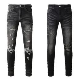 designer jeans men Street denim casual trousers micro stretch cotton youth blue ripped skinny jeans