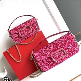 VLT Fashionable Full Diamond Buckle Womens Evening Bag Designer Bags Top Layer Cowhide Crossbody Bag Style Small Square Bag 240408