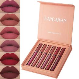 Läppstift 6pcs1pcs vattentät läppglans makeup lätt matt läppkosmetik långvarig sammet fuktgivande sexiga läppar 231207