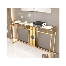 Living Room Furniture Chinesestyle Luxury Stainless Steel Marble Porch Table Club El Side View Console Cabinet Drop Delivery Home Gar Dhsti