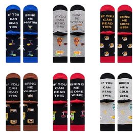 2023 New and Interesting Large Size Footsole English Letter Men's Socks If You Can Understand Fashion Gifts Cocktail Beer Men's Q6