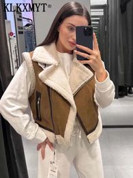 Women s Vests KLKXMYT TRAF Women Patchwork Sleeveless Vest Waistcoat Loose Thicken Winter Jacket Coat Autumn Chic Outwear Street Tops 231207