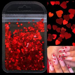 Nail Art Decorations 2g Holographic Nail Art Glitter Shiny Sweet Love Heart Flakes Sequins 3D Nails Paillette Manicure Valentines Day Decorations 231207