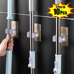 Hooks 1-10PCS Adhesive Multi-Purpose Wall Mounted Mop Organiser Holder RackBrush Broom Hanger Hook Kitchen Bathroom Strong