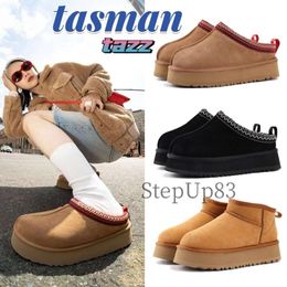 Tasman Slippers Chestnut Fur SlidesSheepskin Shearling Tazz slipper Mules Women Men Ultra Mini Platform Boots Slip-on Shoes Suede Upper Comfort boot tasman