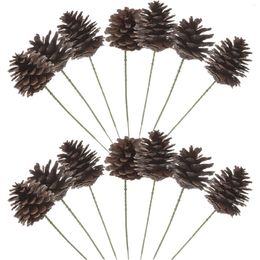 Decorative Flowers 20 Pcs Flower Arrangement Christmas Wreath Artificial Pine Needles Branches Iron Cones