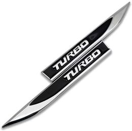 Pair Metal Turbo Premium Car Side Fender Rear Trunk Emblem Badge Blade Decal