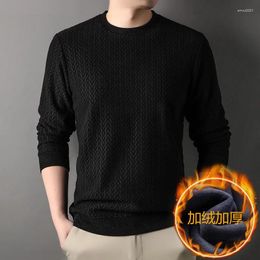 Men's Sweaters Velvet Thickened Sweater Winter All-in-one Bottoming Shirt Solid Colour Versatile Large Size Top Handsome 2023