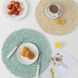 Table Mats Round Woven Placemats Handmade Cup Coasters Plates Pad Stylish Insulating Mat Home Decor