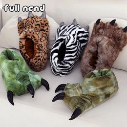 Slippers Winter Warm Soft Indoor Floor Slippers Women Men Plush Shoes Paw Funny Animal Christmas Monster Dinosaur Claw Plus Size 45 231206