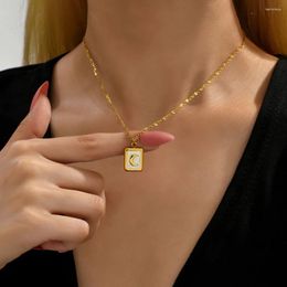Pendant Necklaces Romantic Square Big Small Moon Necklace Women's Stainless Steel Gold Colour Charming Fashion Body Jewellery Holiday Gift