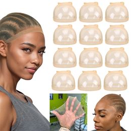 Wholesale 12pcs(6 Packs) Ultra Thin Invisible HD Wig Cap for Lace Front Wigs - Sheer Nylon Stocking Cap Bulk for Women