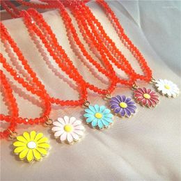Pendant Necklaces Bead Flower Clavicle Chain Necklace For Women Gothic Ladies Korean Fashion Adjustable Sexy Rope Choker Accessories