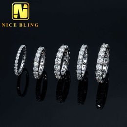 Wholesale Price 2mm 3mm 4mm Width 925 Sterling Silver Eternity Band Ring Iced Out Vvs Moissanite Hip Hop