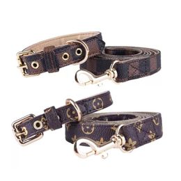 Dog Collars Leashes Collar Classic Presbyopia Designer Letters Pattern Print Pu Leather Fashion Casual Adjustable Dogs Cats Neck Strap Dh52O