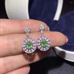 Stud Earrings Exquisite Elegant Green Emerald Earring Women Silver Jewellery Real Natural Gem 925 Girl Birthday Gift